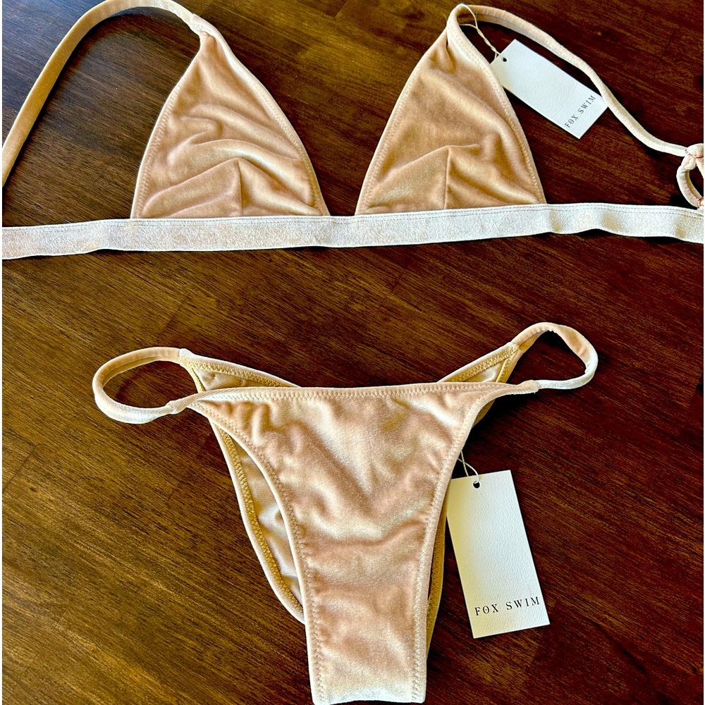 Fox Swim bikini, NWT, tan velvet(very soft), size L